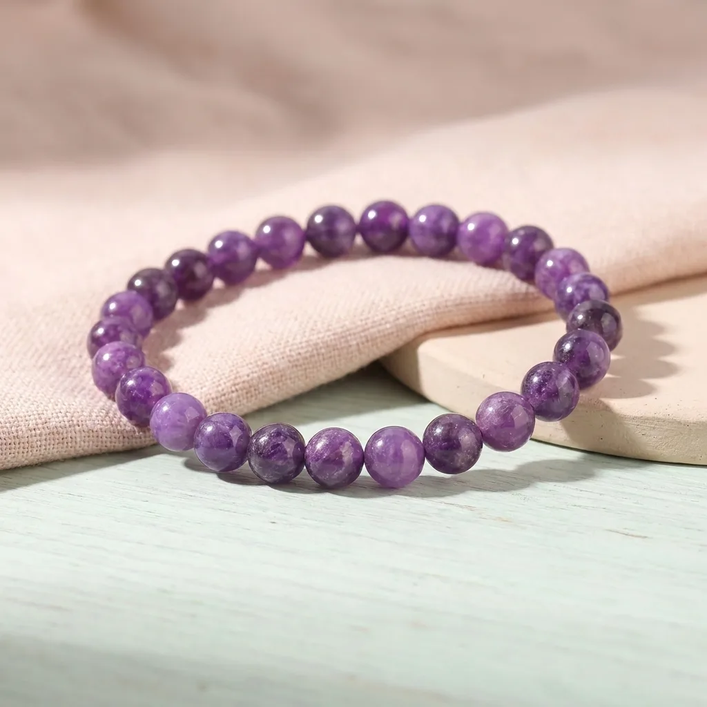 Amethyst Round Bead Bracelet, 8mm