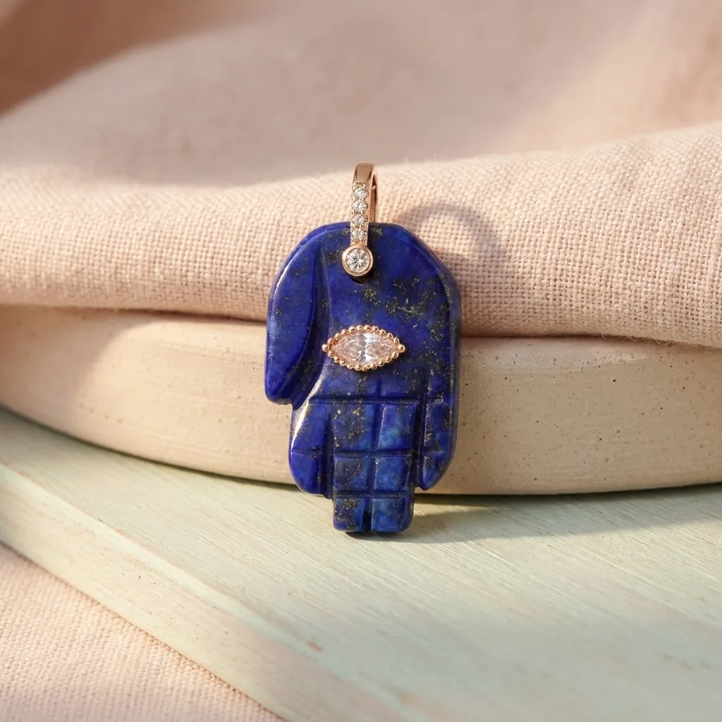 Hamsa Charm with Stone