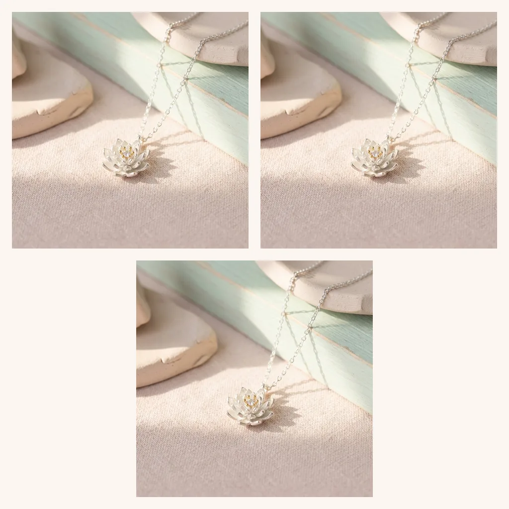 Lotus Pendant, Silver-Tone