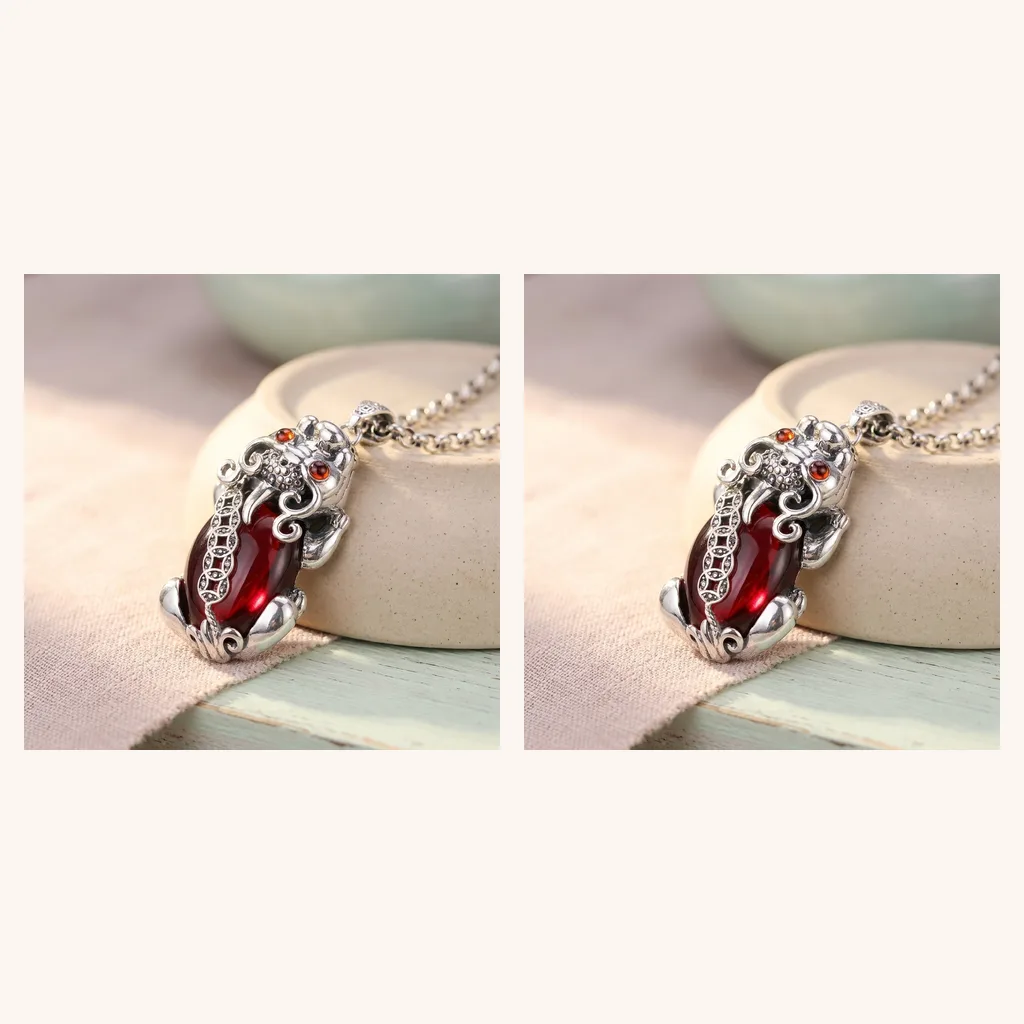 Pixiu Pendant with Red Stone