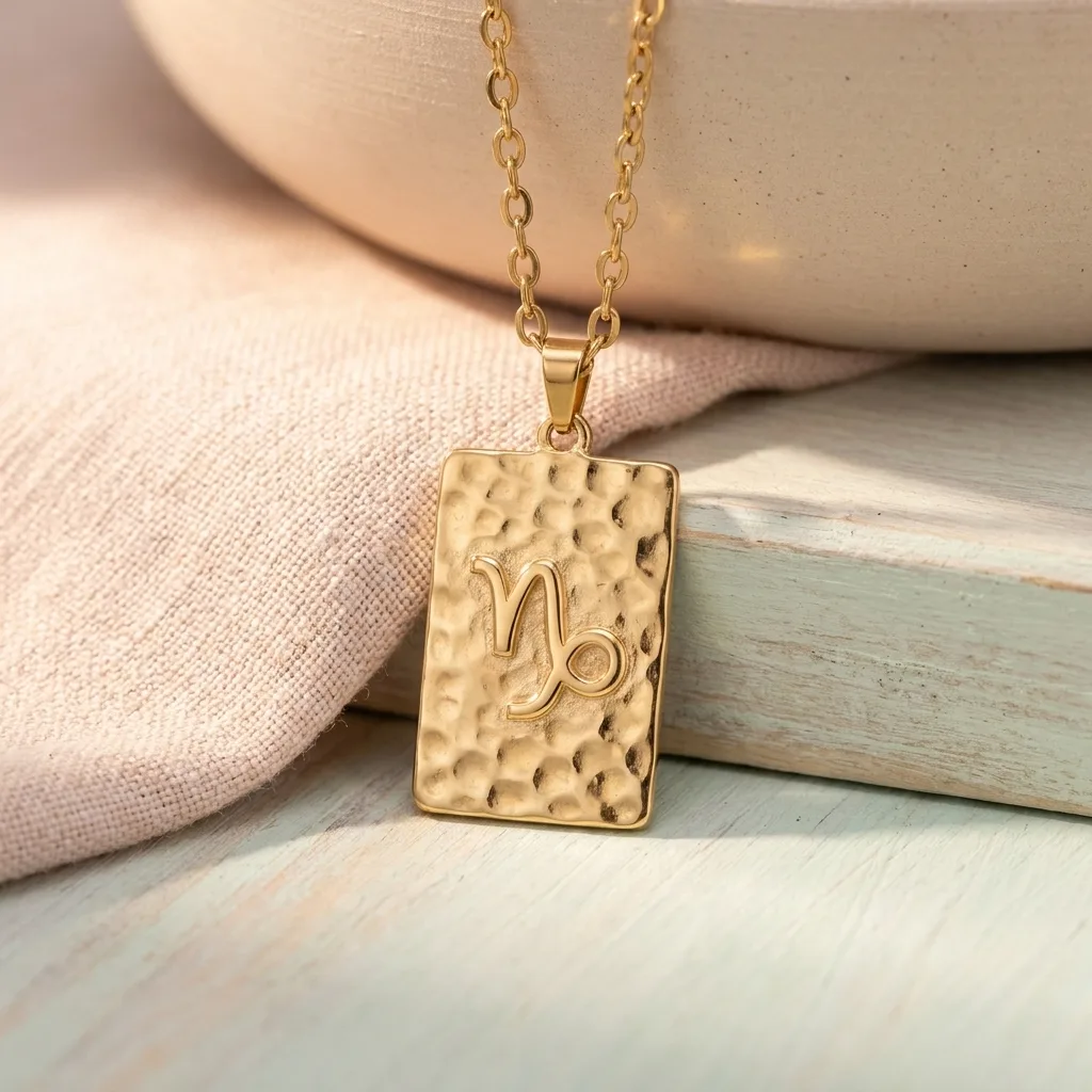 Zodiac Tablet Pendant, Gold-Tone